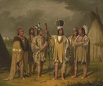 Six chiefs of the Blackfoot Confederacy in 1859, image from Wikipedia, https://en.wikipedia.org/wiki/Blackfoot_Confederacy